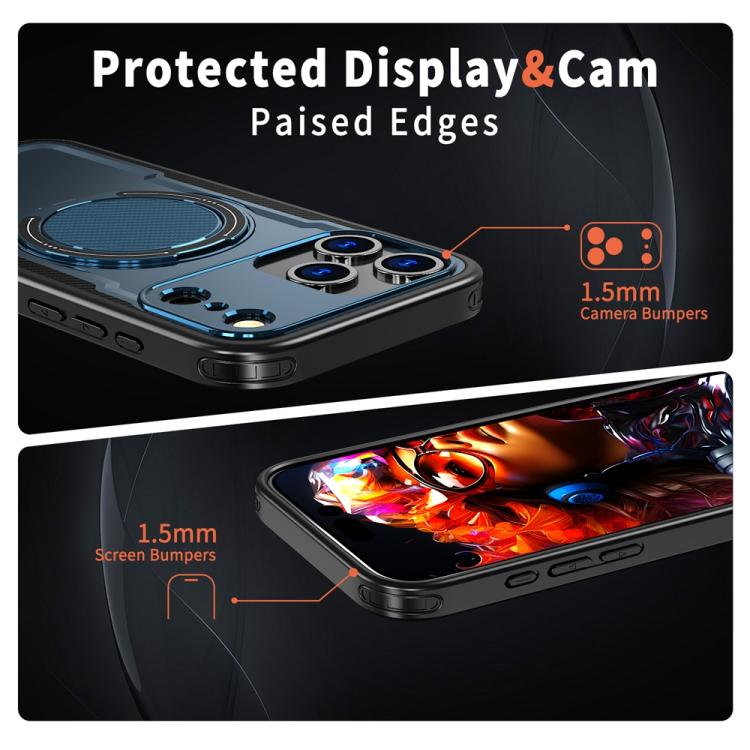 For iPhone 17 Pro Metal 360 Degree Rotation Holder MagSafe Phone Case(Navy Blue) - iPhone 17 Pro Cases by buy2fix | Online Shopping UK | buy2fix