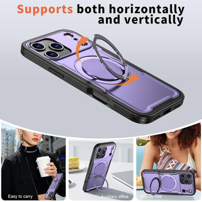 For iPhone 17 Pro Metal 360 Degree Rotation Holder MagSafe Phone Case(Purple) - iPhone 17 Pro Cases by buy2fix | Online Shopping UK | buy2fix