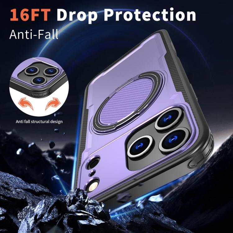 For iPhone 17 Pro Metal 360 Degree Rotation Holder MagSafe Phone Case(Purple) - iPhone 17 Pro Cases by buy2fix | Online Shopping UK | buy2fix
