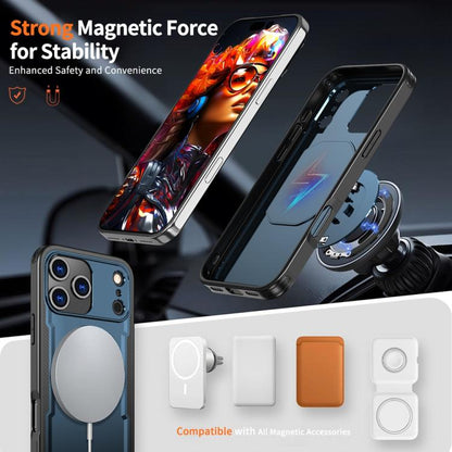 For iPhone 17 Pro Max Metal 360 Degree Rotation Holder MagSafe Phone Case(Navy Blue) - iPhone 17 Pro Max Cases by buy2fix | Online Shopping UK | buy2fix