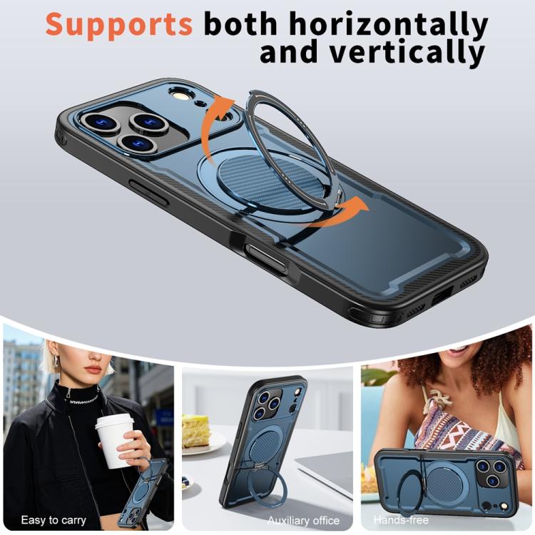 For iPhone 17 Pro Max Metal 360 Degree Rotation Holder MagSafe Phone Case(Navy Blue) - iPhone 17 Pro Max Cases by buy2fix | Online Shopping UK | buy2fix