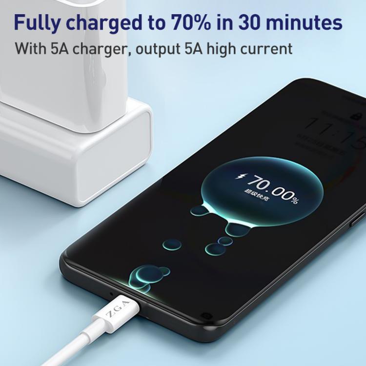 ZGA CB05 5A USB to Type-C Fully Compatible Fast Charging Data Cable, Length: 1m(White) - USB-C & Type-C Cable by ZGA | Online Shopping UK | buy2fix