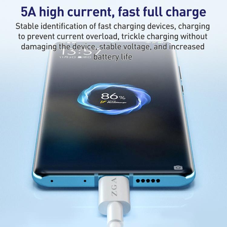 ZGA CB05 5A USB to Type-C Fully Compatible Fast Charging Data Cable, Length: 1m(White) - USB-C & Type-C Cable by ZGA | Online Shopping UK | buy2fix