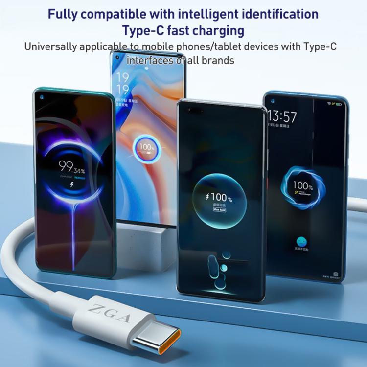 ZGA CB05 5A USB to Type-C Fully Compatible Fast Charging Data Cable, Length: 1m(White) - USB-C & Type-C Cable by ZGA | Online Shopping UK | buy2fix