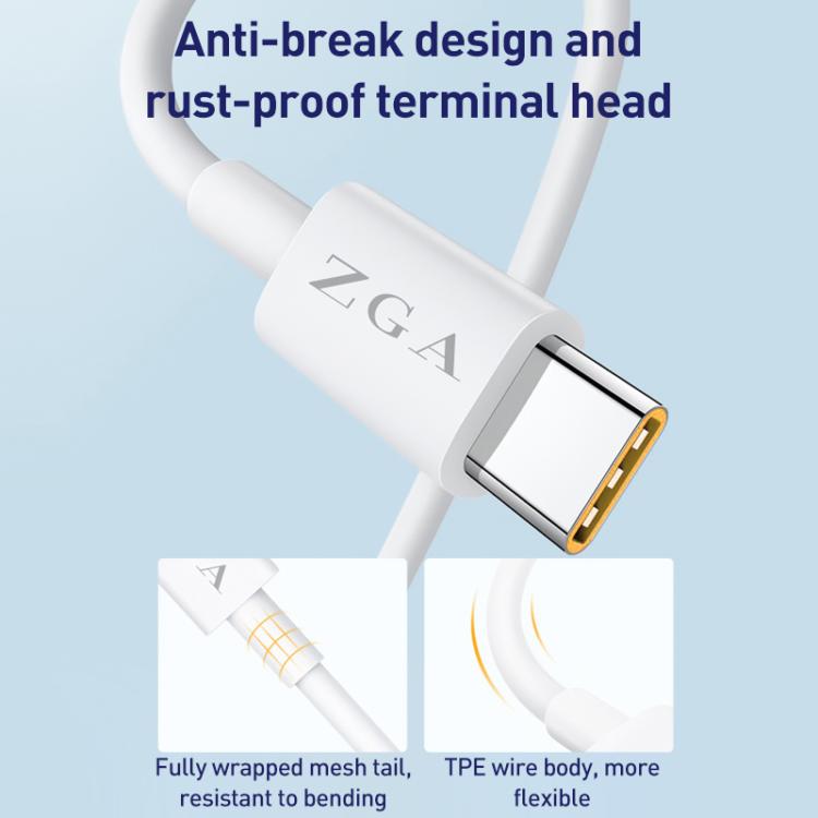 ZGA CB05 5A USB to Type-C Fully Compatible Fast Charging Data Cable, Length: 1m(White) - USB-C & Type-C Cable by ZGA | Online Shopping UK | buy2fix