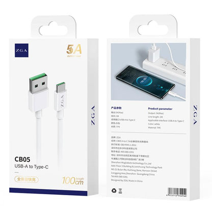 ZGA CB05 5A USB to Type-C Fully Compatible Fast Charging Data Cable, Length: 1m(White) - USB-C & Type-C Cable by ZGA | Online Shopping UK | buy2fix