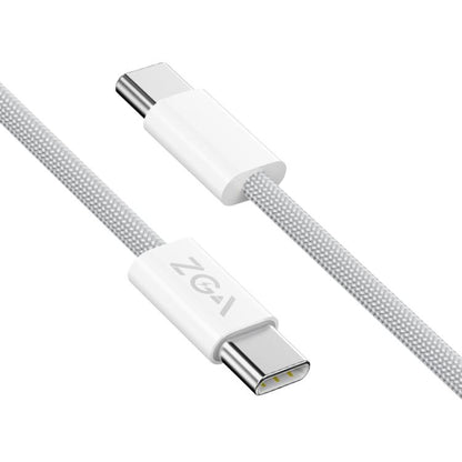 ZGA CB06 60W Type-C to Type-C Fast Charging Braided Data Cable, Length: 1m(White) - USB-C & Type-C Cable by ZGA | Online Shopping UK | buy2fix