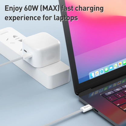 ZGA CB06 60W Type-C to Type-C Fast Charging Braided Data Cable, Length: 1m(White) - USB-C & Type-C Cable by ZGA | Online Shopping UK | buy2fix