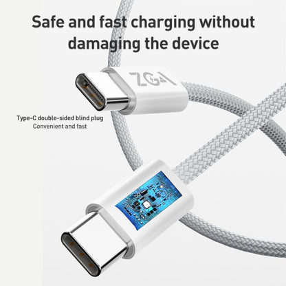ZGA CB06 60W Type-C to Type-C Fast Charging Braided Data Cable, Length: 1m(White) - USB-C & Type-C Cable by ZGA | Online Shopping UK | buy2fix