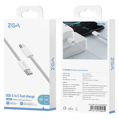 ZGA CB06 60W Type-C to Type-C Fast Charging Braided Data Cable, Length: 1m(White) - USB-C & Type-C Cable by ZGA | Online Shopping UK | buy2fix