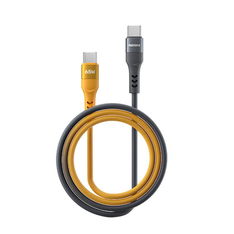REMAX CB16 PD65W Type-C to Type-C Macaron Braided Fast Charging Data Cable, Length: 1.2m(Black Orange) - USB-C & Type-C Cable by REMAX | Online Shopping UK | buy2fix