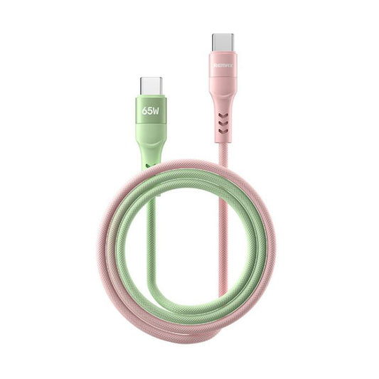 REMAX CB16 PD65W Type-C to Type-C Macaron Braided Fast Charging Data Cable, Length: 1.2m(Pink Green) - USB-C & Type-C Cable by REMAX | Online Shopping UK | buy2fix