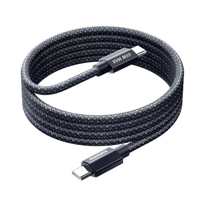 REMAX CB01 PD65W Type-C to Type-C Aluminum Alloy Braided Fast Charging Data Cable with LED Light, Length: 1.2m(Black) - USB-C & Type-C Cable by REMAX | Online Shopping UK | buy2fix