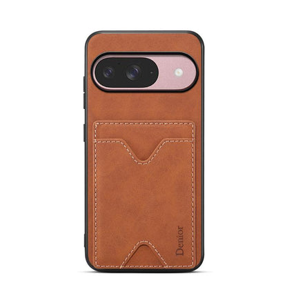 For Google Pixel 10 Pro / Pixel 10 Denior D06 PU Back Cover Card Slot Holder Phone Case(Brown) - Google Cases by Denior | Online Shopping UK | buy2fix