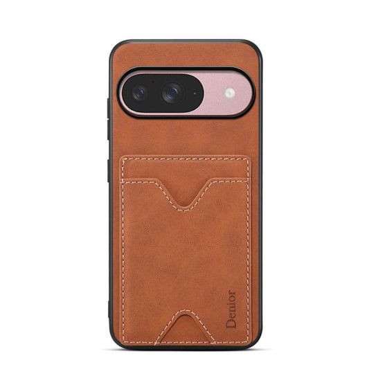 For Google Pixel 10 Pro / Pixel 10 Denior D06 PU Back Cover Card Slot Holder Phone Case(Brown) - Google Cases by Denior | Online Shopping UK | buy2fix