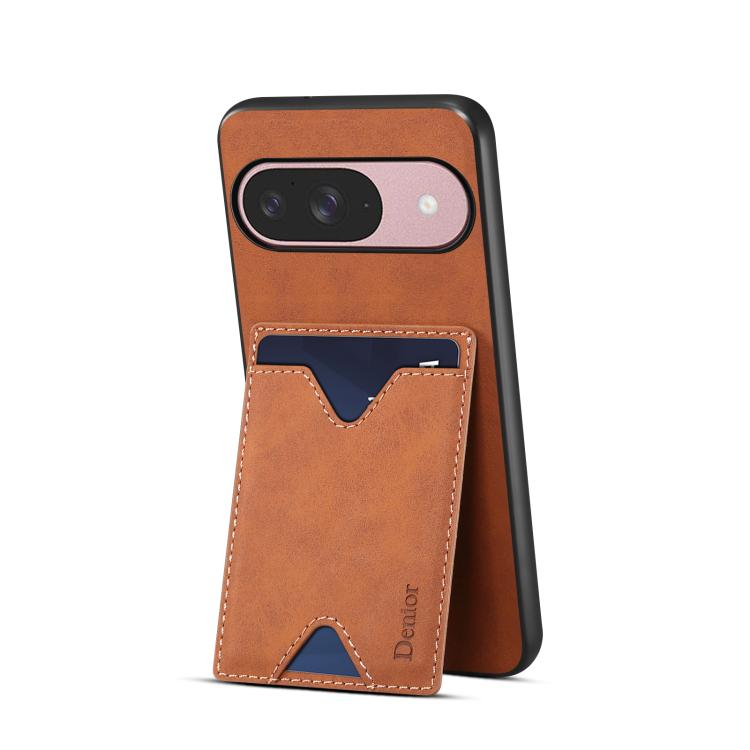 For Google Pixel 10 Pro / Pixel 10 Denior D06 PU Back Cover Card Slot Holder Phone Case(Brown) - Google Cases by Denior | Online Shopping UK | buy2fix