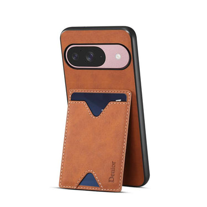 For Google Pixel 10 Pro / Pixel 10 Denior D06 PU Back Cover Card Slot Holder Phone Case(Brown) - Google Cases by Denior | Online Shopping UK | buy2fix