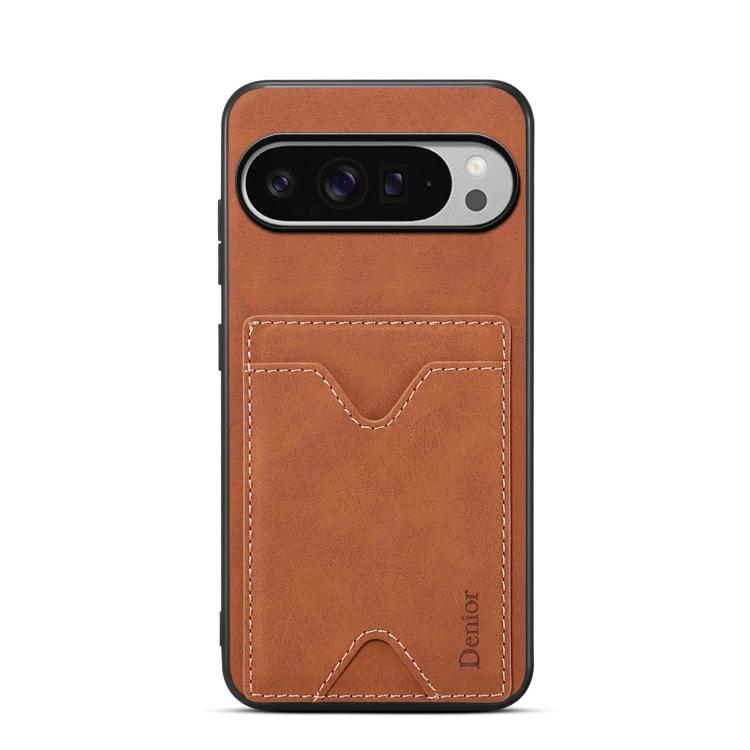For Google Pixel 10 Pro XL Denior D06 PU Back Cover Card Slot Holder Phone Case(Brown) - Google Cases by Denior | Online Shopping UK | buy2fix