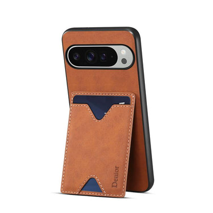 For Google Pixel 10 Pro XL Denior D06 PU Back Cover Card Slot Holder Phone Case(Brown) - Google Cases by Denior | Online Shopping UK | buy2fix