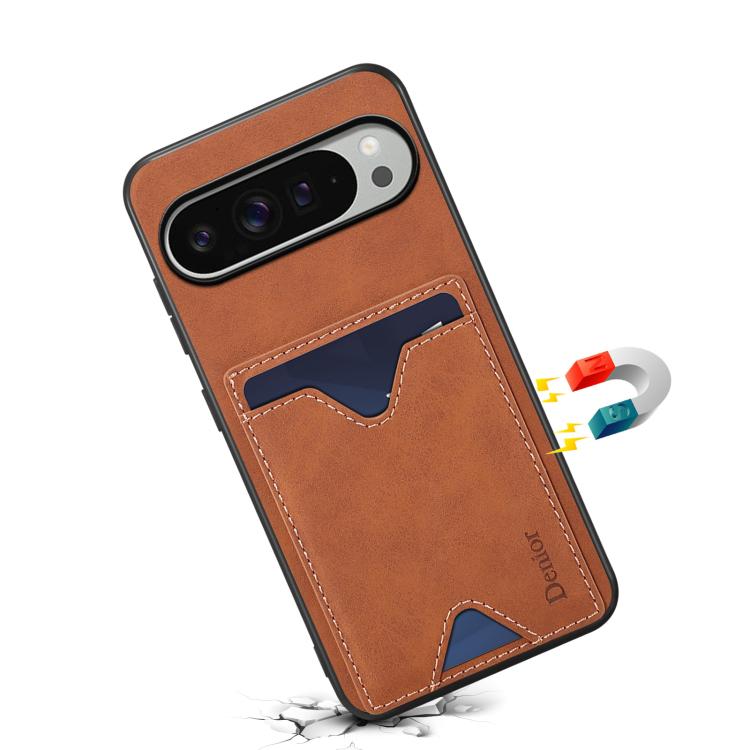For Google Pixel 10 Pro XL Denior D06 PU Back Cover Card Slot Holder Phone Case(Brown) - Google Cases by Denior | Online Shopping UK | buy2fix
