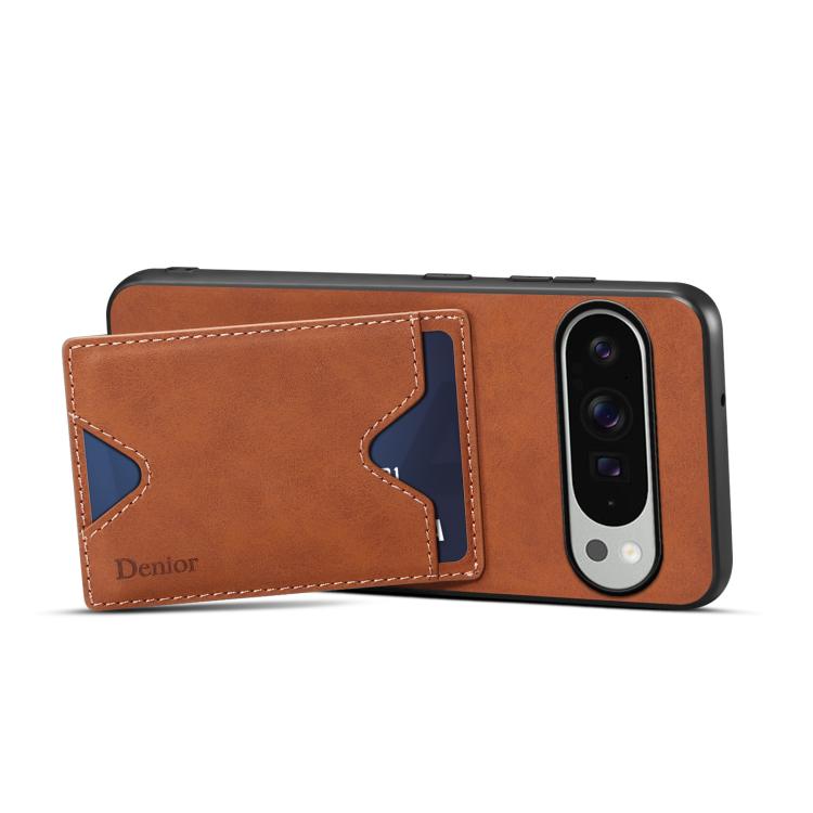For Google Pixel 10 Pro XL Denior D06 PU Back Cover Card Slot Holder Phone Case(Brown) - Google Cases by Denior | Online Shopping UK | buy2fix