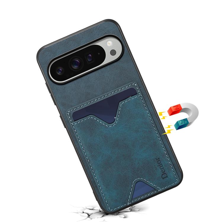 For Google Pixel 10 Pro XL Denior D06 PU Back Cover Card Slot Holder Phone Case(Blue) - Google Cases by Denior | Online Shopping UK | buy2fix