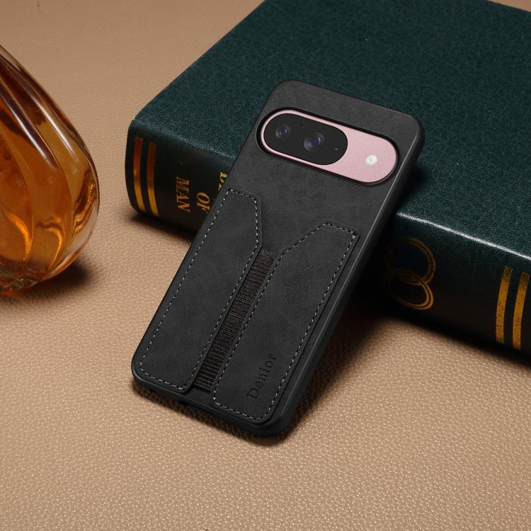 For Google Pixel 10 Pro / Pixel 10 Denior D07 DV Elastic Card Slot PU Back Cover Phone Case(Black) - Google Cases by Denior | Online Shopping UK | buy2fix