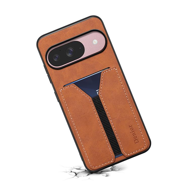 For Google Pixel 10 Pro / Pixel 10 Denior D07 DV Elastic Card Slot PU Back Cover Phone Case(Brown) - Google Cases by Denior | Online Shopping UK | buy2fix