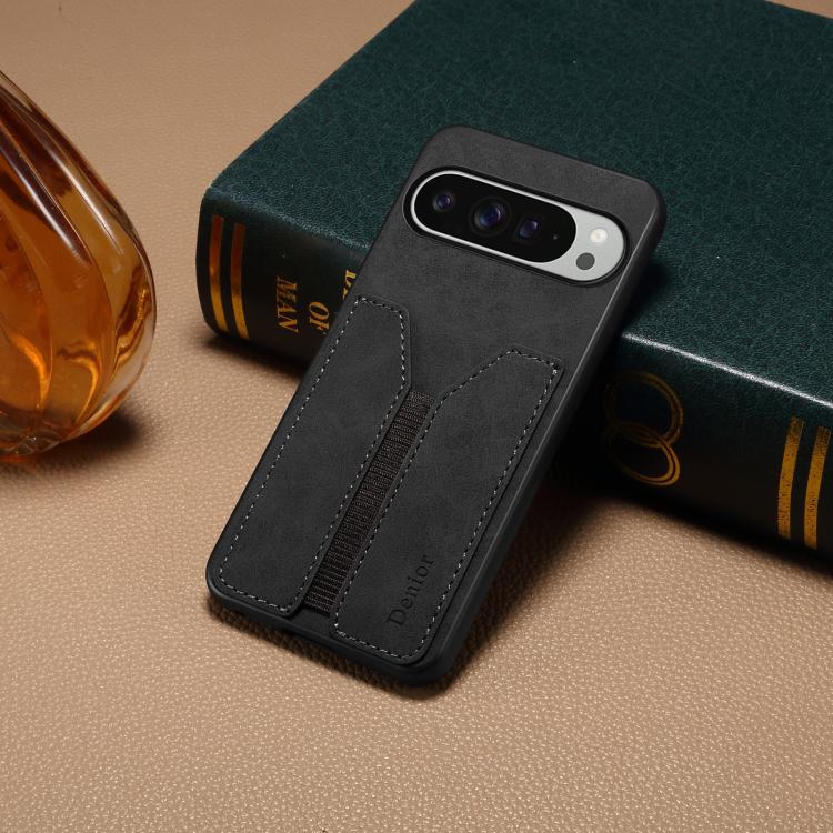 For Google Pixel 10 Pro XL Denior D07 DV Elastic Card Slot PU Back Cover Phone Case(Black) - Google Cases by Denior | Online Shopping UK | buy2fix