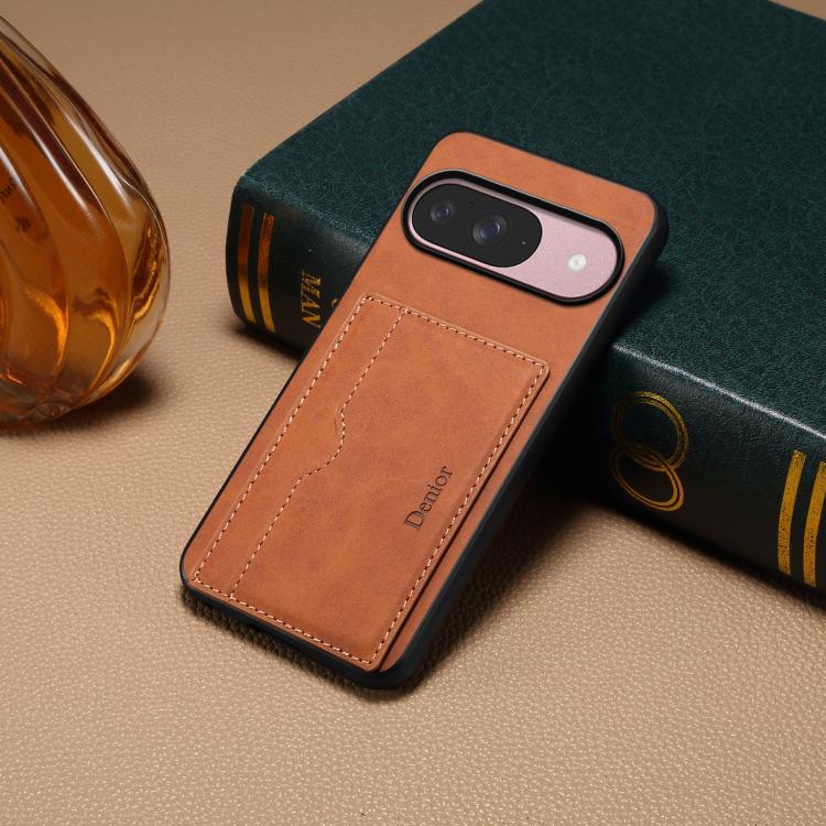 For Google Pixel 10 Pro / Pixel 10 Denior D08 PU Single Card Slot Holder Phone Case(Brown) - Google Cases by Denior | Online Shopping UK | buy2fix
