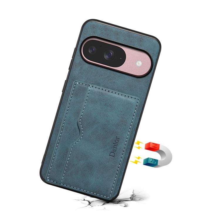For Google Pixel 10 Pro / Pixel 10 Denior D08 PU Single Card Slot Holder Phone Case(Blue) - Google Cases by Denior | Online Shopping UK | buy2fix