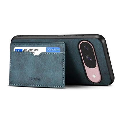 For Google Pixel 10 Pro / Pixel 10 Denior D08 PU Single Card Slot Holder Phone Case(Blue) - Google Cases by Denior | Online Shopping UK | buy2fix