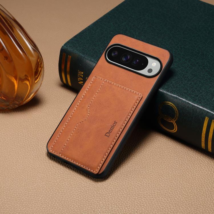 For Google Pixel 10 Pro XL Denior D08 PU Single Card Slot Holder Phone Case(Brown) - Google Cases by Denior | Online Shopping UK | buy2fix