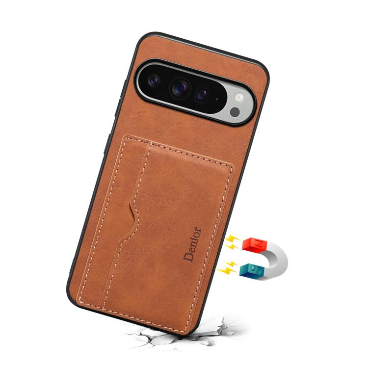 For Google Pixel 10 Pro XL Denior D08 PU Single Card Slot Holder Phone Case(Brown) - Google Cases by Denior | Online Shopping UK | buy2fix