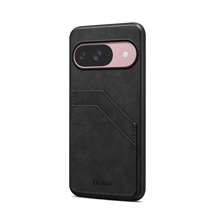 For Google Pixel 10 Pro / Pixel 10 Denior D09 PU Dual Card Slot Back Cover Phone Case(Black) - Google Cases by Denior | Online Shopping UK | buy2fix