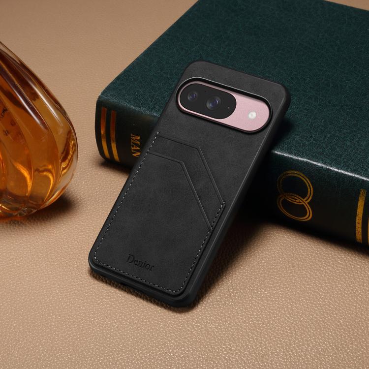 For Google Pixel 10 Pro / Pixel 10 Denior D09 PU Dual Card Slot Back Cover Phone Case(Black) - Google Cases by Denior | Online Shopping UK | buy2fix