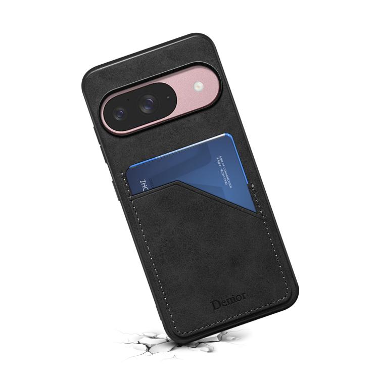 For Google Pixel 10 Pro / Pixel 10 Denior D09 PU Dual Card Slot Back Cover Phone Case(Black) - Google Cases by Denior | Online Shopping UK | buy2fix