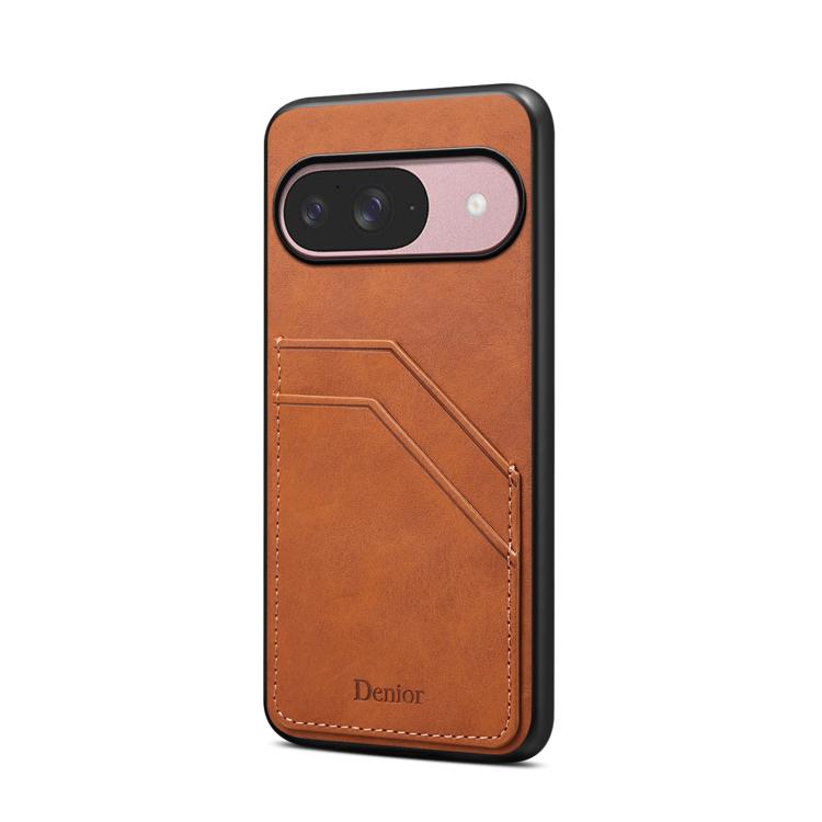 For Google Pixel 10 Pro / Pixel 10 Denior D09 PU Dual Card Slot Back Cover Phone Case(Brown) - Google Cases by Denior | Online Shopping UK | buy2fix