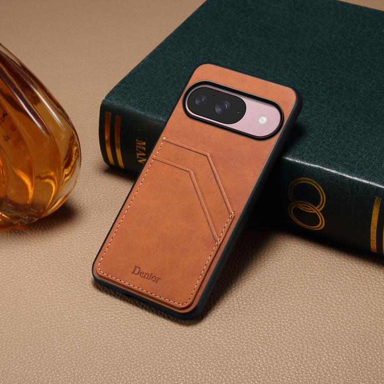 For Google Pixel 10 Pro / Pixel 10 Denior D09 PU Dual Card Slot Back Cover Phone Case(Brown) - Google Cases by Denior | Online Shopping UK | buy2fix