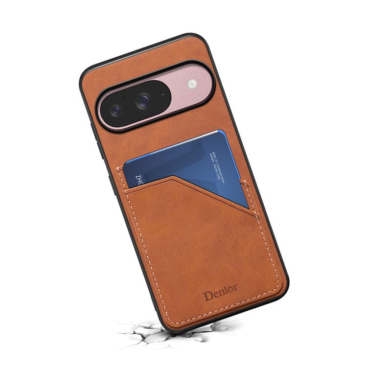 For Google Pixel 10 Pro / Pixel 10 Denior D09 PU Dual Card Slot Back Cover Phone Case(Brown) - Google Cases by Denior | Online Shopping UK | buy2fix