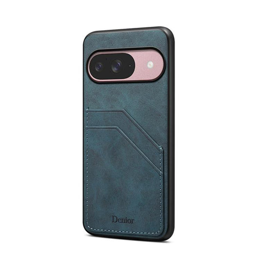 For Google Pixel 10 Pro / Pixel 10 Denior D09 PU Dual Card Slot Back Cover Phone Case(Blue) - Google Cases by Denior | Online Shopping UK | buy2fix