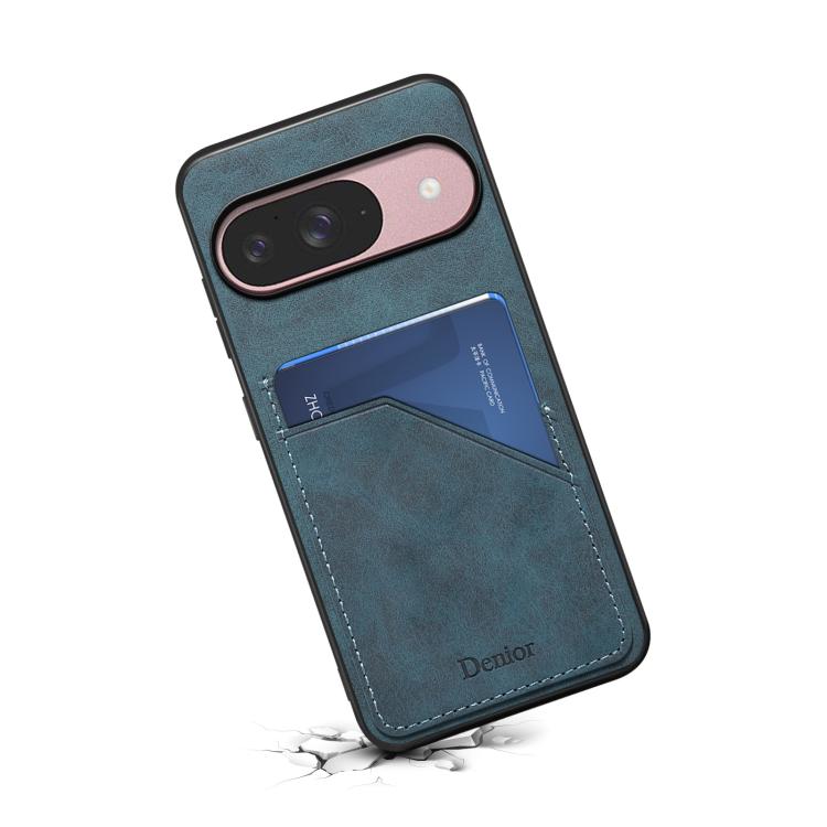 For Google Pixel 10 Pro / Pixel 10 Denior D09 PU Dual Card Slot Back Cover Phone Case(Blue) - Google Cases by Denior | Online Shopping UK | buy2fix