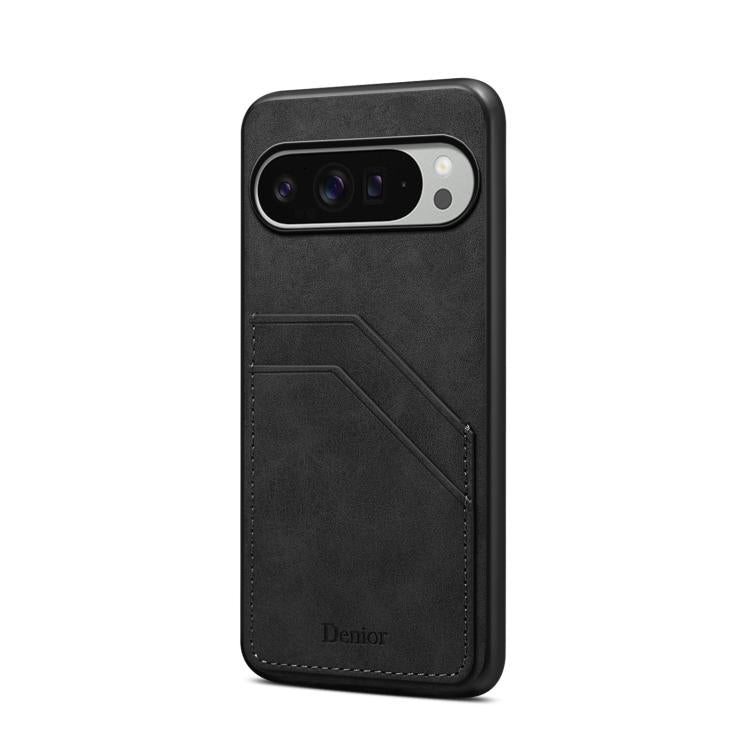 For Google Pixel 10 Pro XL Denior D09 PU Dual Card Slot Back Cover Phone Case(Black) - Google Cases by Denior | Online Shopping UK | buy2fix
