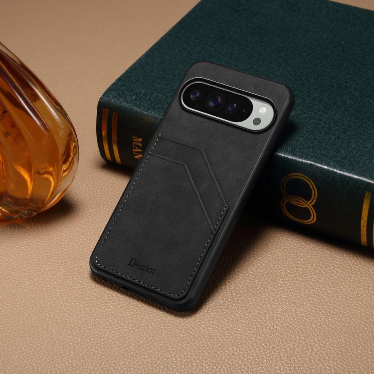 For Google Pixel 10 Pro XL Denior D09 PU Dual Card Slot Back Cover Phone Case(Black) - Google Cases by Denior | Online Shopping UK | buy2fix