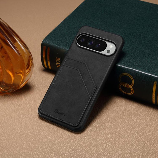 For Google Pixel 10 Pro XL Denior D09 PU Dual Card Slot Back Cover Phone Case(Black) - Google Cases by Denior | Online Shopping UK | buy2fix