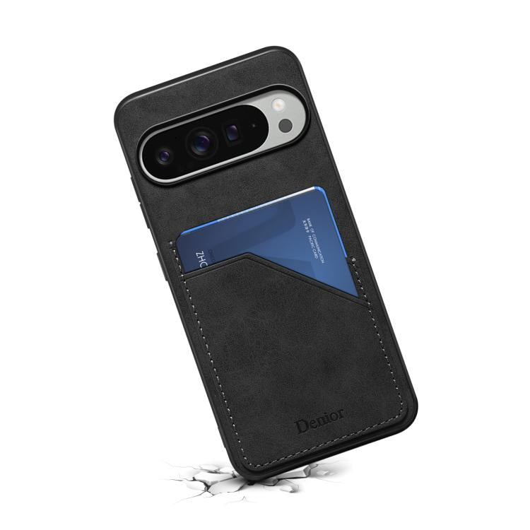 For Google Pixel 10 Pro XL Denior D09 PU Dual Card Slot Back Cover Phone Case(Black) - Google Cases by Denior | Online Shopping UK | buy2fix