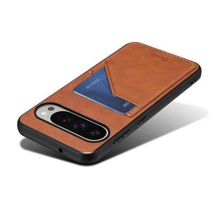 For Google Pixel 10 Pro XL Denior D09 PU Dual Card Slot Back Cover Phone Case(Brown) - Google Cases by Denior | Online Shopping UK | buy2fix