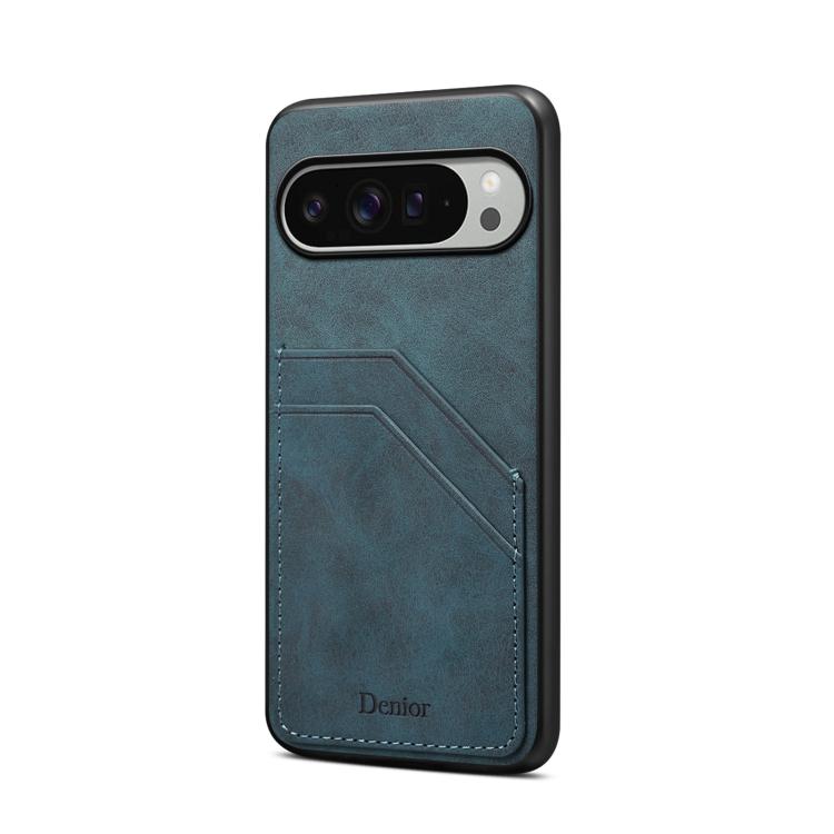 For Google Pixel 10 Pro XL Denior D09 PU Dual Card Slot Back Cover Phone Case(Blue) - Google Cases by Denior | Online Shopping UK | buy2fix