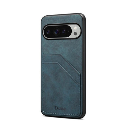 For Google Pixel 10 Pro XL Denior D09 PU Dual Card Slot Back Cover Phone Case(Blue) - Google Cases by Denior | Online Shopping UK | buy2fix