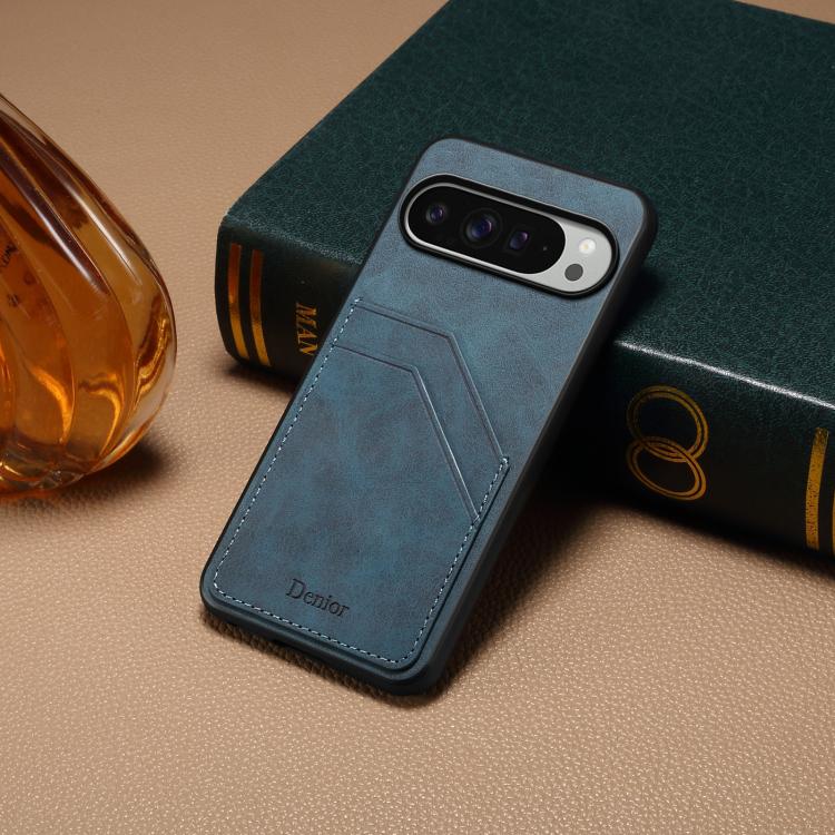 For Google Pixel 10 Pro XL Denior D09 PU Dual Card Slot Back Cover Phone Case(Blue) - Google Cases by Denior | Online Shopping UK | buy2fix